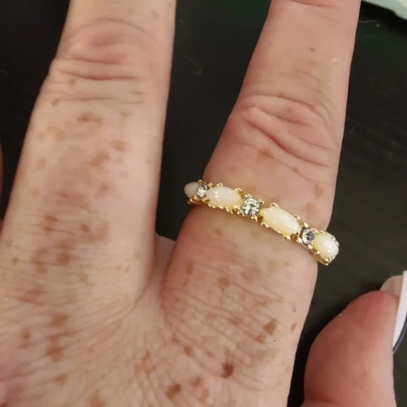 Gold plated opal and mossianite - Picture 2 of 8